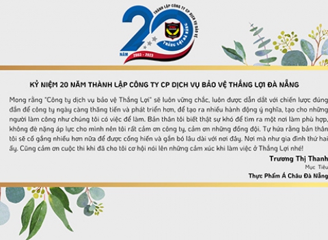 Trương Thị Thanh - Bài viết kỷ niệm 20 năm thành lập Thắng Lợi Đà Nẵng