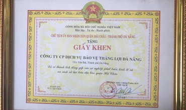 Công ty bảo vệ chuyên nghiệp Đà Nẵng có thành tích xuất sắc đóng góp vào sự nghiệp phát triển kinh tế và an sinh xã hội trên địa bàn Quận hải Châu năm 2016