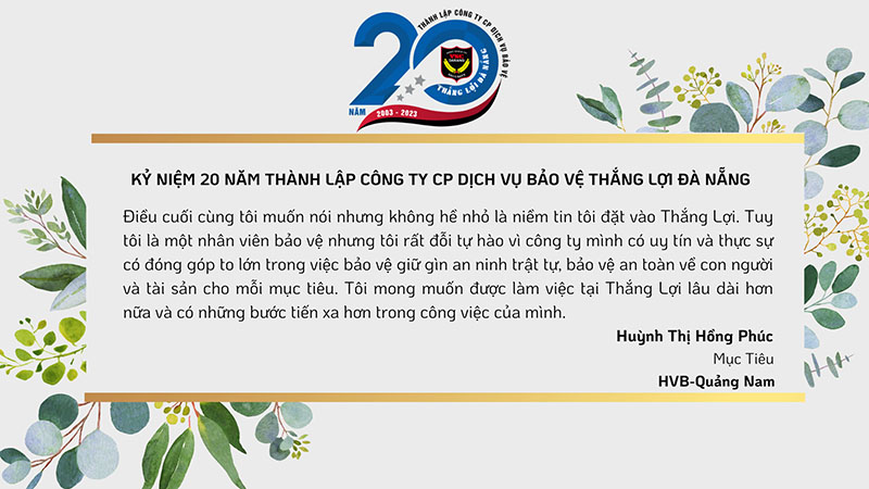 Huỳnh Thị Hồng Phúc - Bài phát biểu cảm nghĩ về công ty